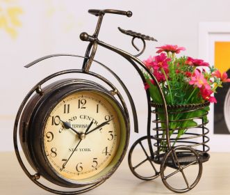 European-style Three-wheeled Bicycle Clock Craft Ornaments (Color: Brown)