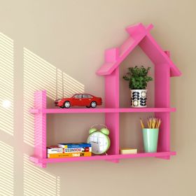 Children's Bookshelf Wall Shelf (Color: Pink)