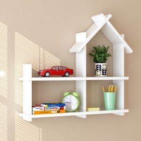 Children's Bookshelf Wall Shelf (Color: White)