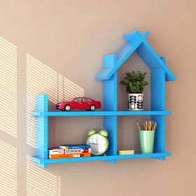 Children's Bookshelf Wall Shelf (Color: Blue)