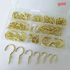 Boxed Cup Hooks 7 Specifications 120pcs Black Silver Gold Ceiling Hook (Option: Gold-7 Specifications 120pc)