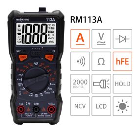 AC/DC Digital Multimeter Voltage/Current NCV Professional Portable Multimeter (Option: Black-RM113A)