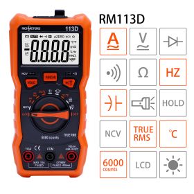 AC/DC Digital Multimeter Voltage/Current NCV Professional Portable Multimeter (Option: Orange-RM113D)