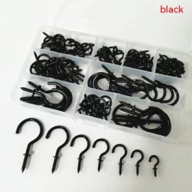 Boxed Cup Hooks 7 Specifications 120pcs Black Silver Gold Ceiling Hook (Option: Black-7 Specifications 120pc)