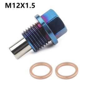 Titanium Alloy Magnetic Oil Pan Screw Magnetic Drain Plug Suction Iron Screw (Option: Blue-M12X1.5)