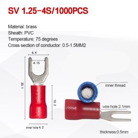 SV Series Cold-pressed Fork-shaped Pre-insulated Terminal Blocks (Option: SV1.25 4S-Red)