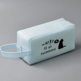 Creative Simple Pencil Case Junior High School Student Cartoon Stationery Box (Color: Blue)