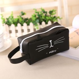 Creative Simple Pencil Case Junior High School Student Cartoon Stationery Box (Color: Black)