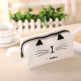 Creative Simple Pencil Case Junior High School Student Cartoon Stationery Box (Color: White)