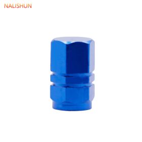 Car Tire Valve Metal Mouth Cap Electric Car Motorcycle Air Nozzle (Option: Hexagon Blue)